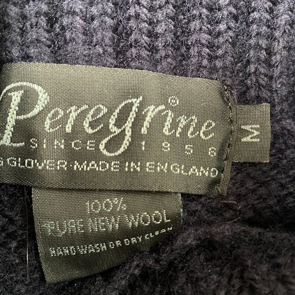 Peregrine England 100% Wool Cable Knit Sweater Navy Blue Fisherman Turtleneck-M - Picture 8 of 9